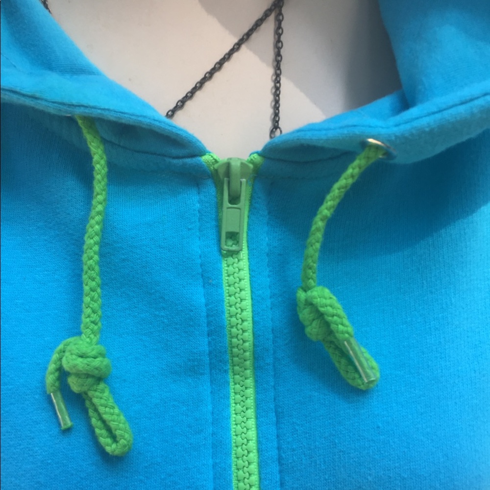 Songbird turquoise, “lime green zipper front hoody long sleeve active wear - Picture 4 of 8